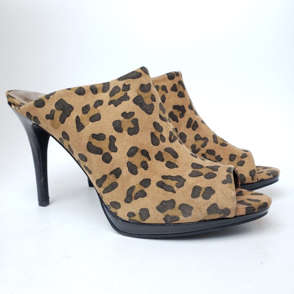 cheetah open toe heels